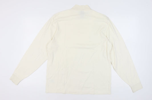 Lands' End Men's Ivory Mock Neck Long Sleeve T-Shirt M