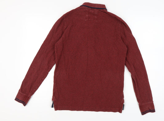 Superdry Men's Red Long Sleeve Polo Shirt L