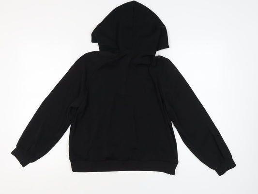H&M Women Black Hoodie Size 14 Half Zip Casual