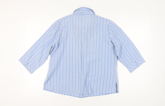 EWM Women's Blue Striped Button-Up Shirt Size 16