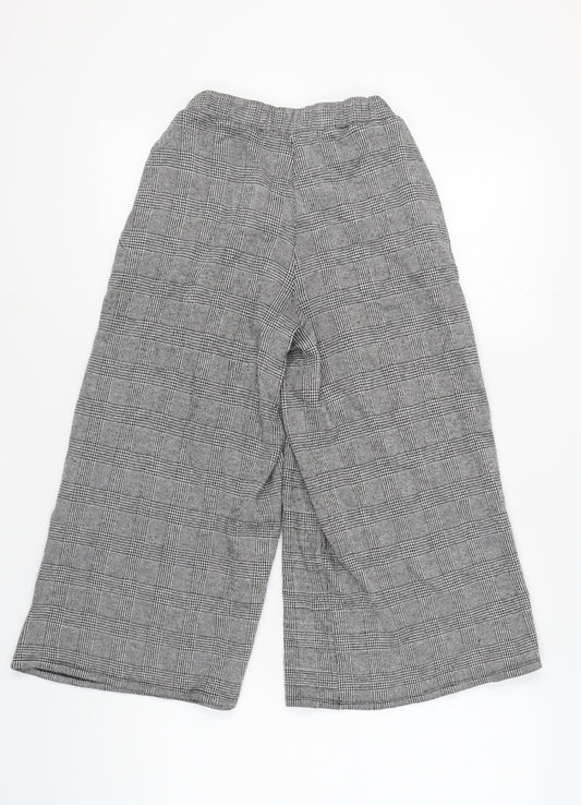 Womens UK Size S Pull & Bear Relaxed Fit Wide-Leg Grey Trousers
