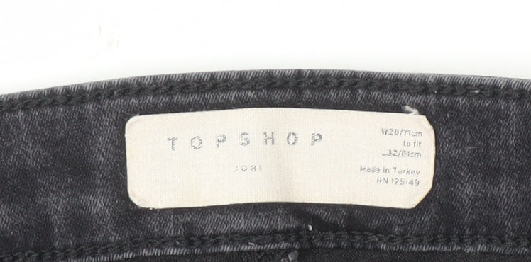 Topshop Women's Black Skinny Distressed Jeans Size 12