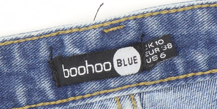 Boohoo Women's Blue Distressed Denim Cut-Off Shorts Size 10