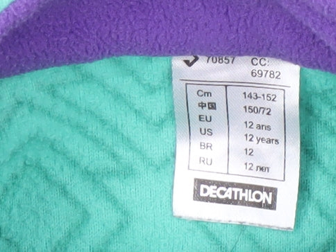 Decathlon Girls Green Fleece Sweatshirt, 12 Years, Geometric Pattern