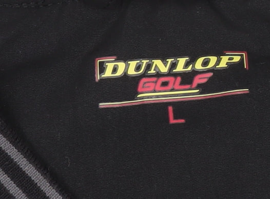 Dunlop Men's Black V-Neck Casual Short Sleeve Shirt