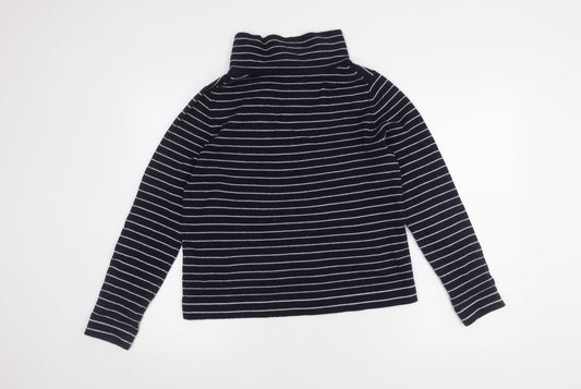 Hobbs Women's Blue Roll Neck Striped Jumper M