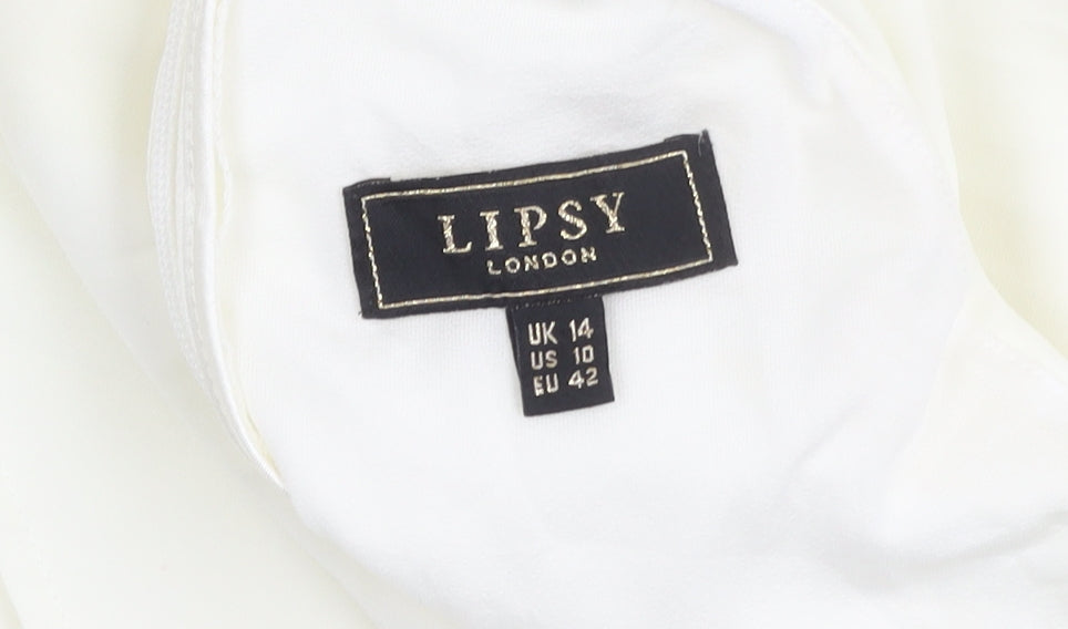 Lipsy Women Ivory Sheath Dress Size 14 Sleeveless Halter
