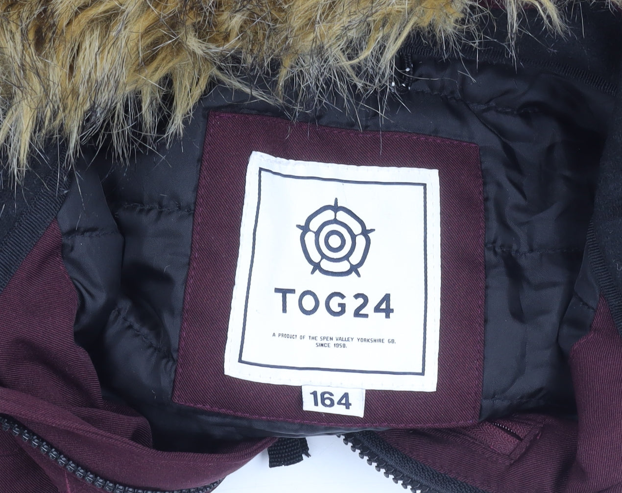 TOG24 Boys Red Parka Jacket, Size 164, Winter Ready