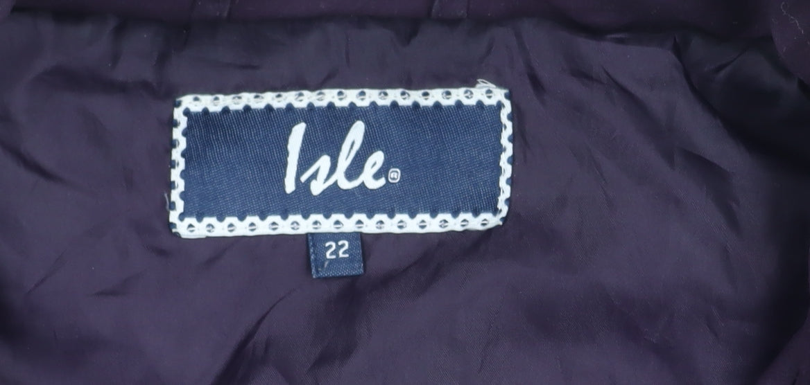Womens UK Size 22 Isle Purple Quilted Coat