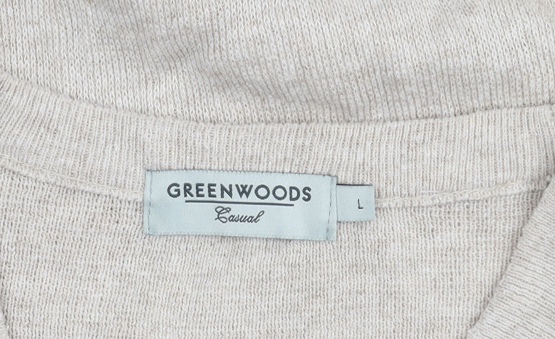 Greenwoods Men's Beige V-Neck Pullover Jumper L
