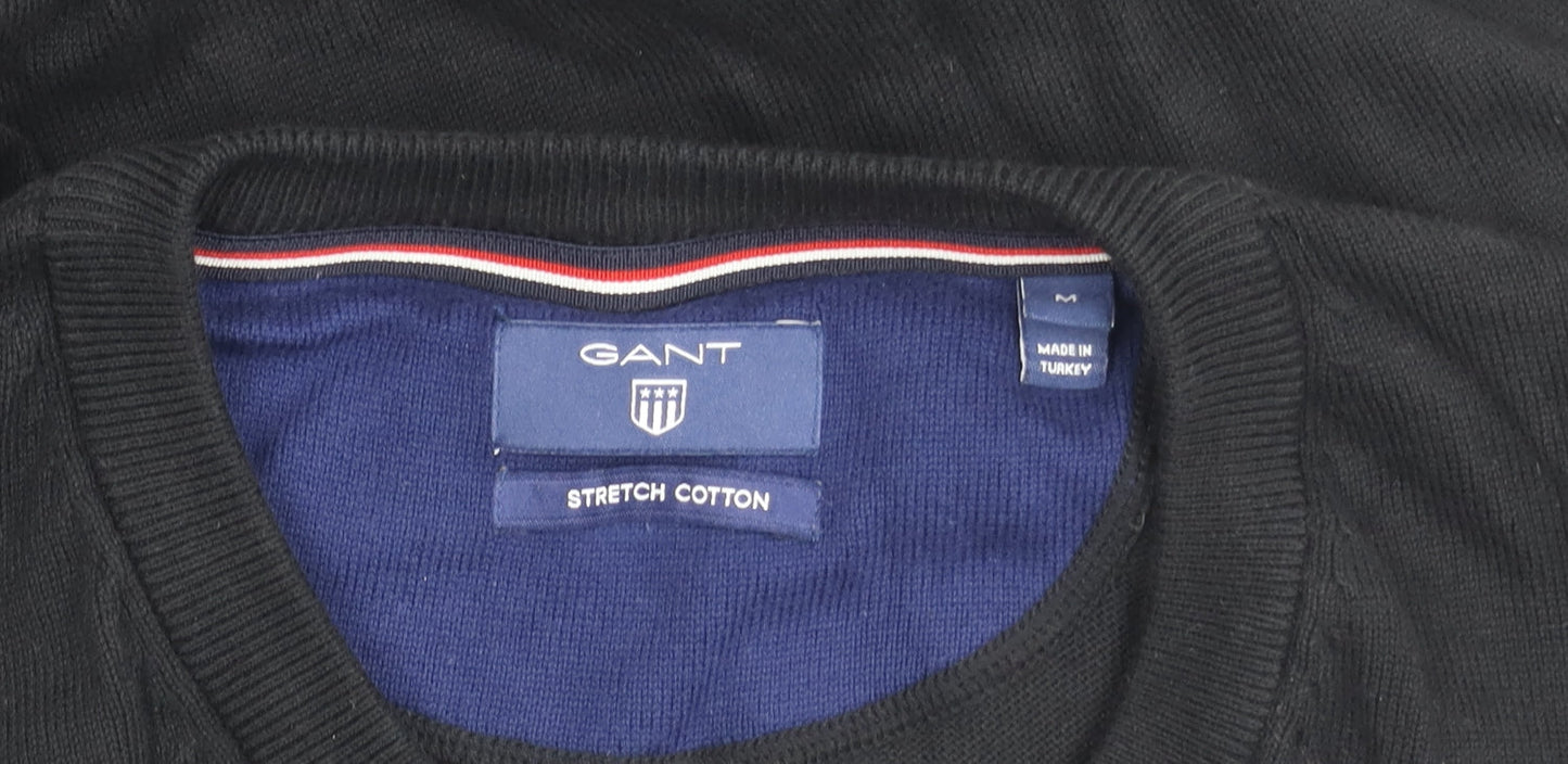 GANT Men's Black V-Neck Pullover Jumper M Casual