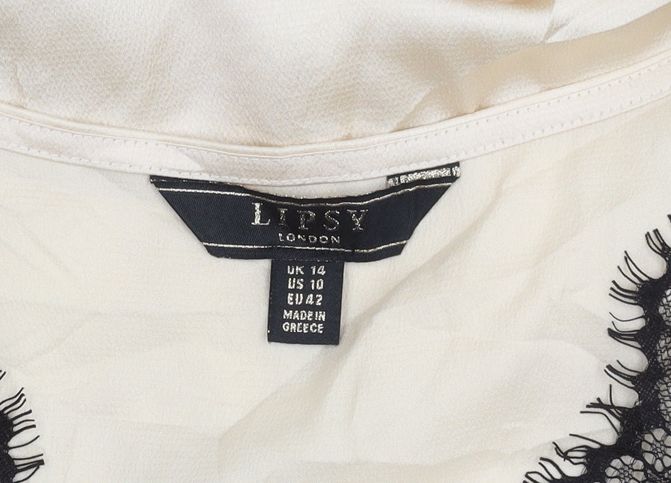 Womens UK Size 14 Lipsy Beige Basic Blouse