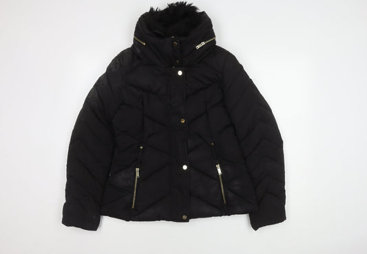 Womens UK Size M Oasis Black Puffer Jacket