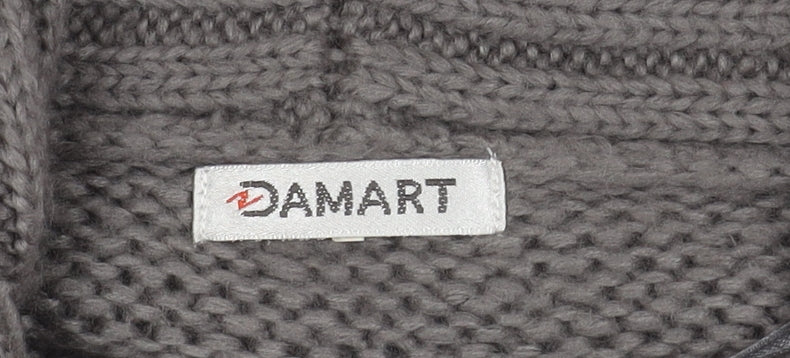 Damart Women's Grey Cardigan Size 10/12 V-Neck Knit