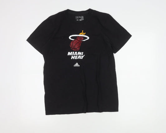 Additional front view of Adidas Men's Black Miami Heat Graphic T-Shirt S