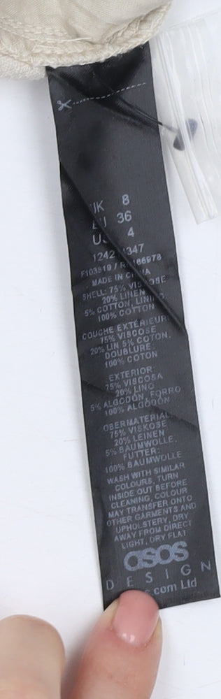 ASOS Design Women's Beige Wide-Leg Trousers Size 8