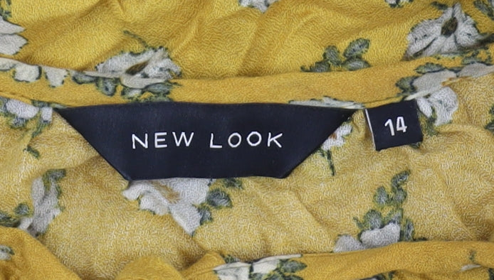 New Look Women's Yellow Floral Tunic Blouse Size 14