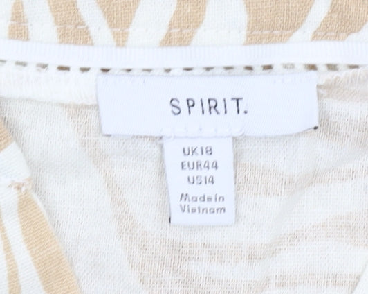 Womens UK Size 18 Spirit Beige Basic T-Shirt