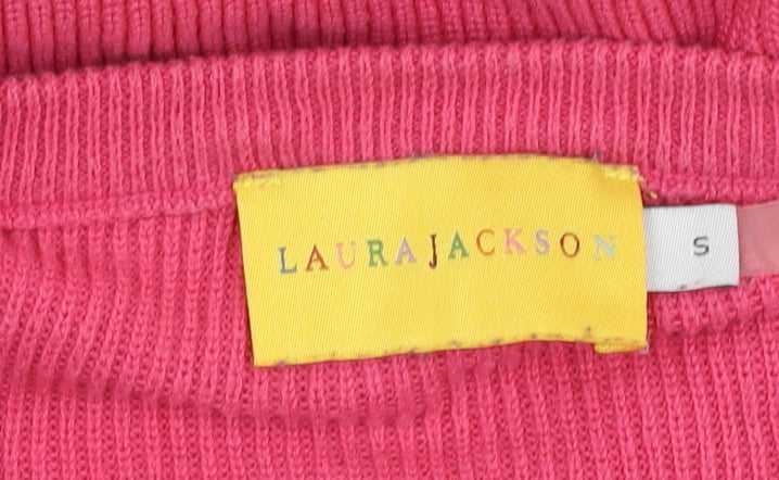 Laura Jackson Women's Pink Striped Pullover Jumper Size S