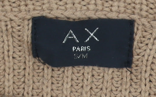 AX Paris Women's Beige/Black Pullover Jumper S Boat Neck