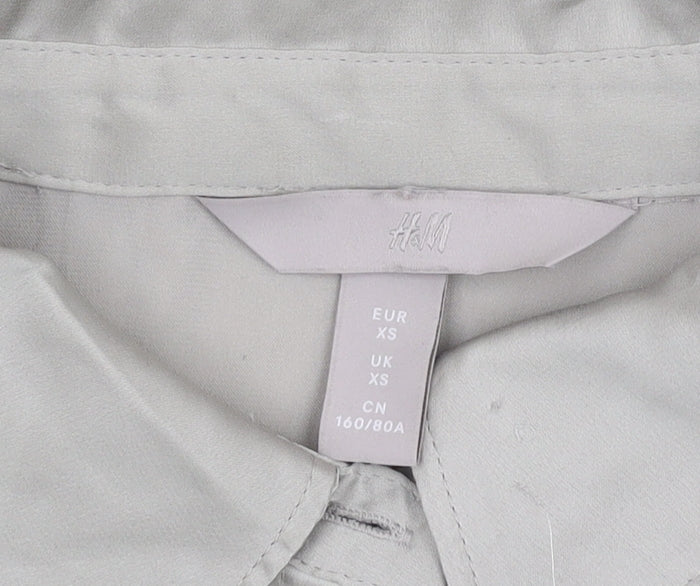 Womens UK Size XS H&M Grey Basic Button-Up