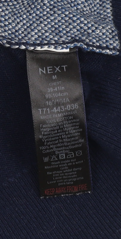 Next Men's Blue Pullover Jumper M Argyle Knit Classic
