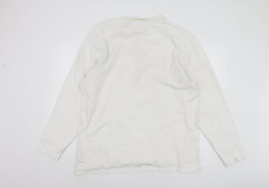 GAP Men's White Long Sleeve Polo - Size XL, Stretch Fit