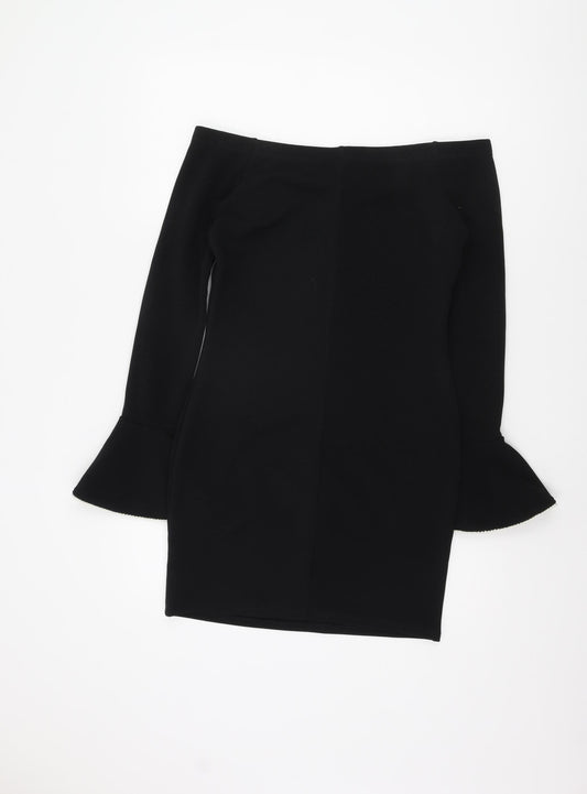 River Island Off-the-Shoulder Black Dress, Size 10