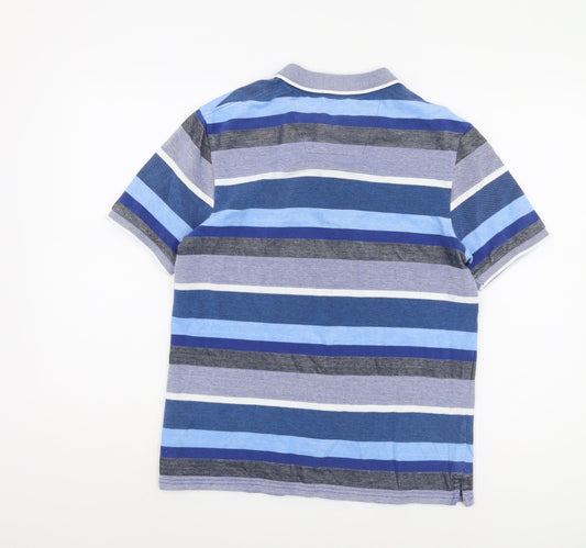 Atlantic Bay Men's Blue Striped Polo Shirt, Size S