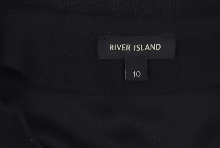 Womens UK Size 10 River Island Black Bomber Jacket