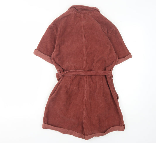 Topshop Women’s Brown Corduroy Playsuit Size 8