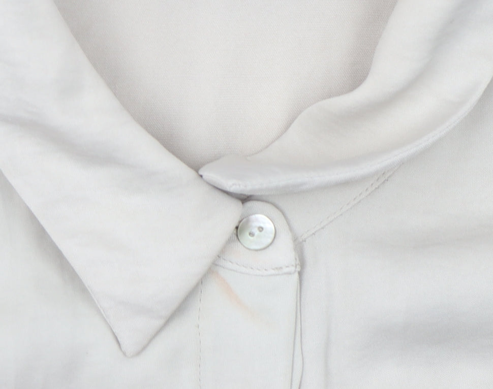 Womens UK Size S Zara Beige Basic Button-Up