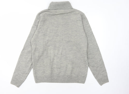 Lyle & Scott Men's Grey High Neck Jumper - Size L