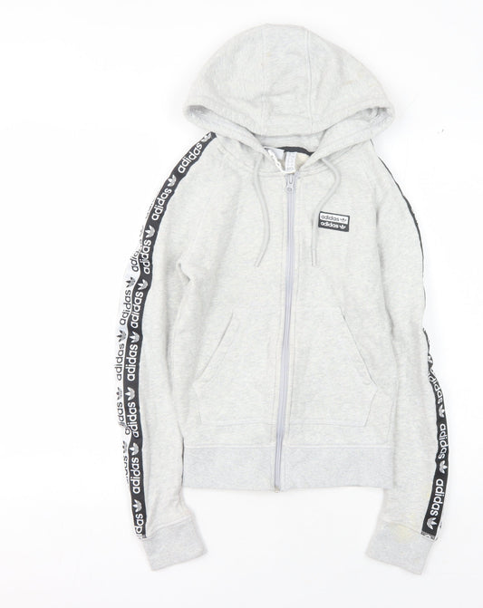 Additional front view of Adidas Women's Grey Full Zip Hoodie -, size 8