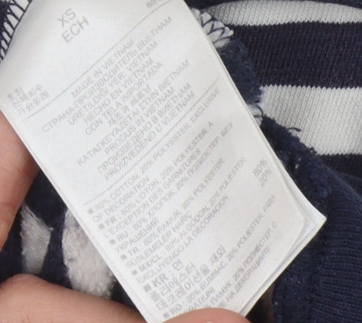 Gap Women's Blue Striped Pullover Hoodie XS