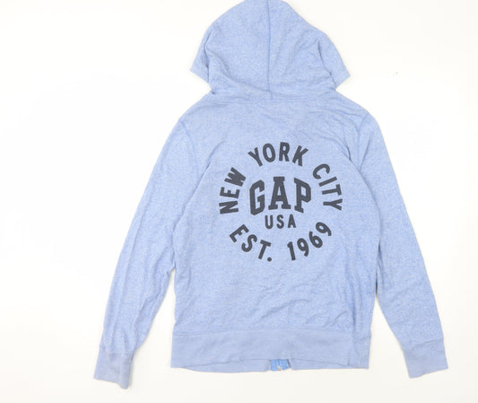 Gap Unisex Medium Blue Full Zip Hoodie with Logo