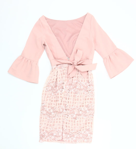 Paper Dolls Pink Lace Bodycon Dress UK 8