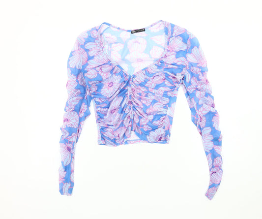 Womens UK Size S Zara Blue Ringer Blouse