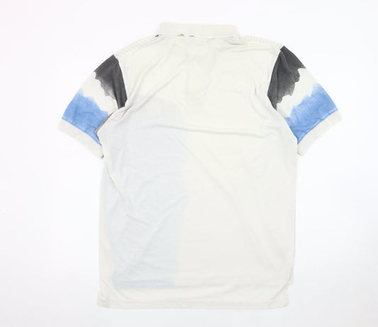 Champion Men's Blue Graphic Print Polo Shirt - L