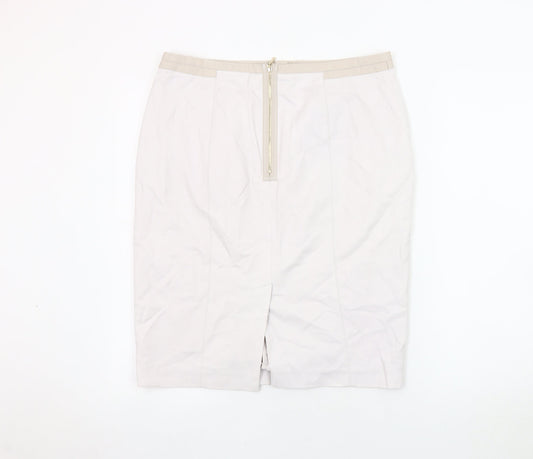 Autograph Women's Ivory Pencil Skirt, Size 14, Zip Accent