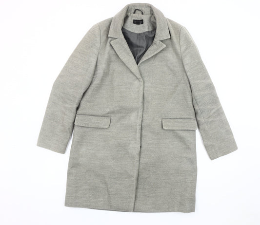 Topshop Women's Grey Wool Overcoat, Size 8, Lined