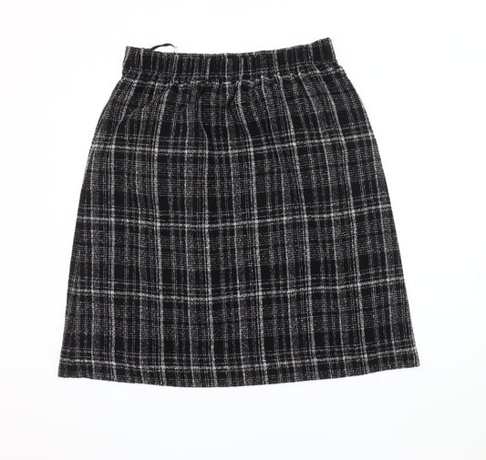 Marks and Spencer Women's Black Checked Skirt 14