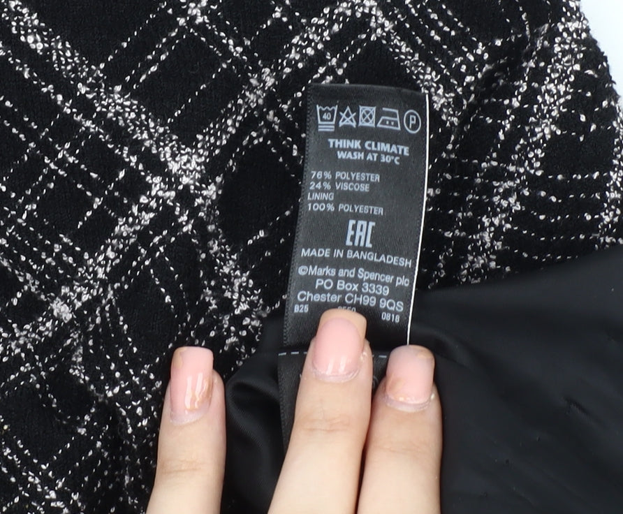 Marks and Spencer Women's Black Checked Skirt 14