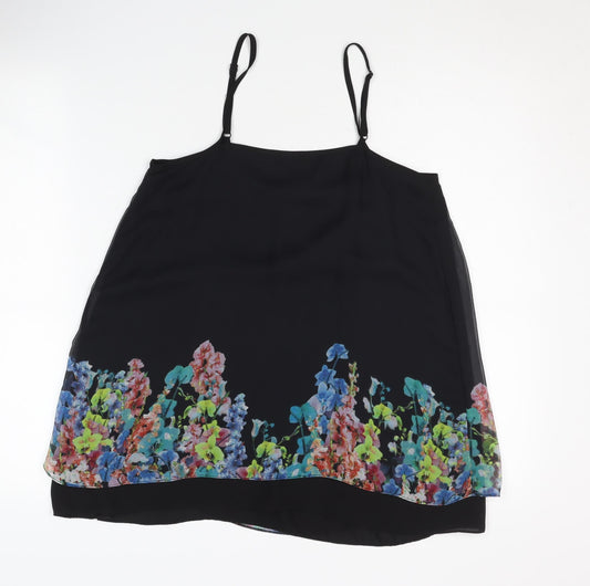 Coast Women's Black Floral Camisole Tank Top Size 6