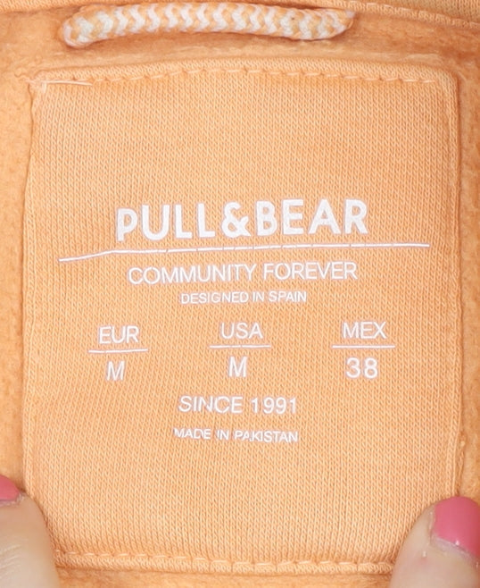 Unisex Adults UK Size M Pull & Bear Orange Pullover Hoodie