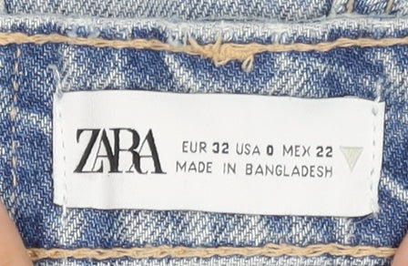 Zara Women's Blue Mom Jeans Size 4 High-Rise Distressed