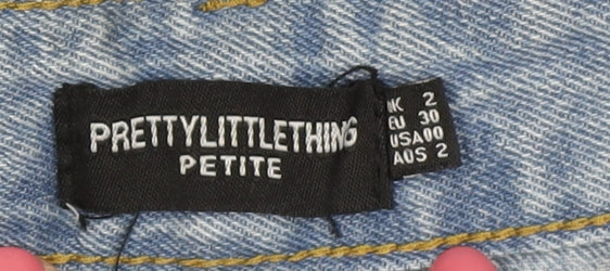 PrettyLittleThing Women Blue Distressed Mom Jeans 2XS