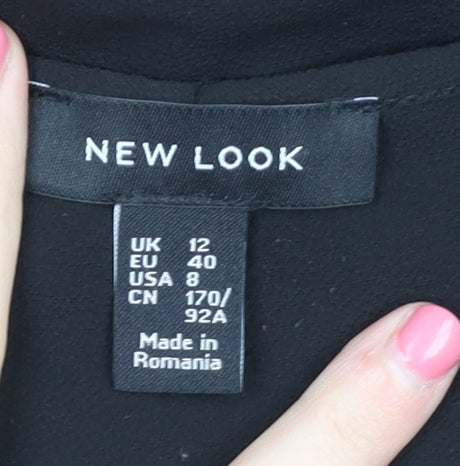 New Look Women's Black V-Neck Wrap Blouse, Size 12