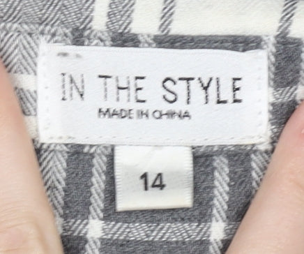 Womens UK Size 14 In the Style Grey Basic Button-Up