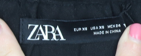Womens UK Size XS Zara Relaxed Fit Black Trousers